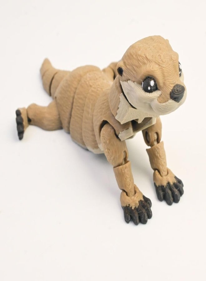 VUNDO 3D Printed Otter, 3D Printed Animals Toy, Full Articulated Flexible Fidget Toys - Brown- Small - 6Inch - Image 1